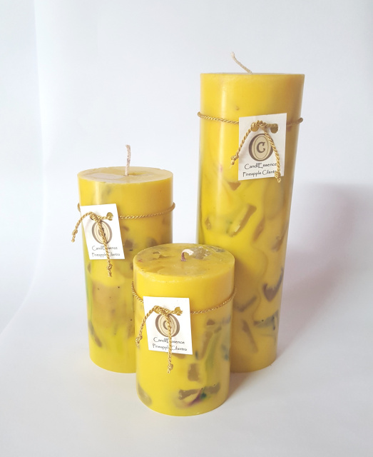4 in- 6 in- 9 in tall Pineapple Cilantro scented candles