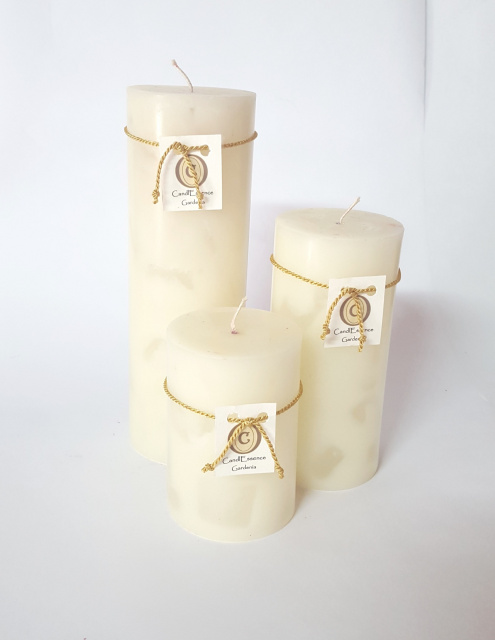 4 in- 6 in- 9 in tall Gardenia scented candles