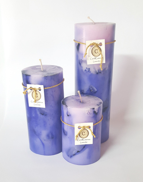 4 in- 6 in- 9 in tall Lavender scented candles