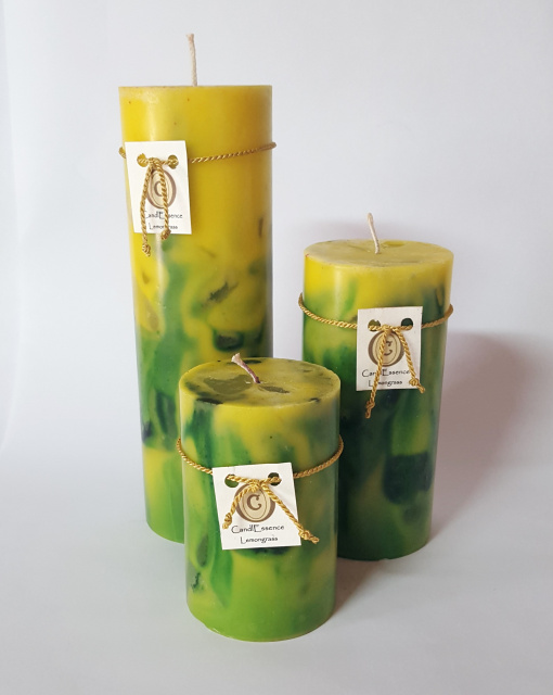 4 in- 6 in- 9 in tall Lemongrassscented candles
