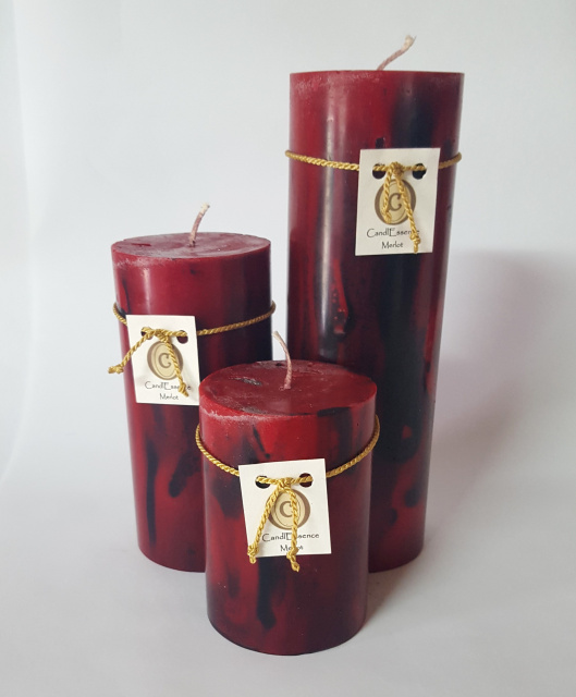4 in- 6 in- 9 in tall Merlot scented candles