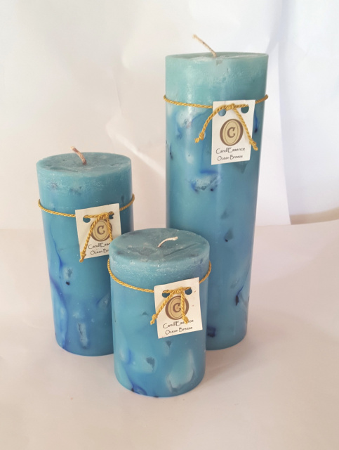 4 in- 6 in- 9 in tall Ocean Breeze scented candles