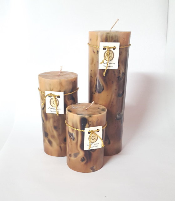 4 in- 6 in- 9 in tall Sandalwood scented candles